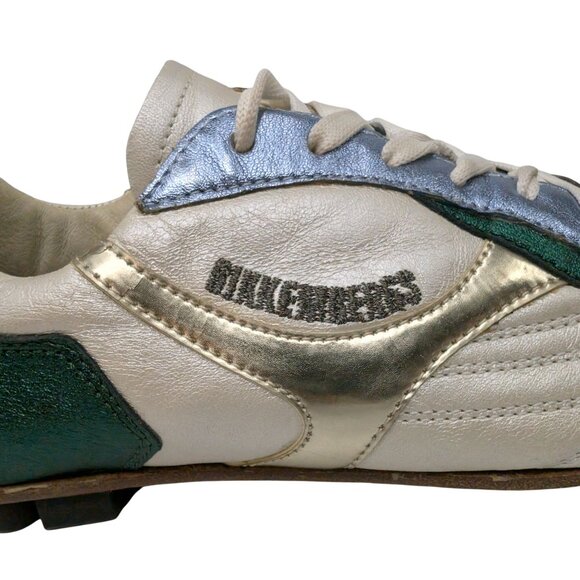 Bikkembergs Futsal Shoes Womens Metallic Green Gold Cream Leather EU 39 US 8.5 - Picture 11 of 14